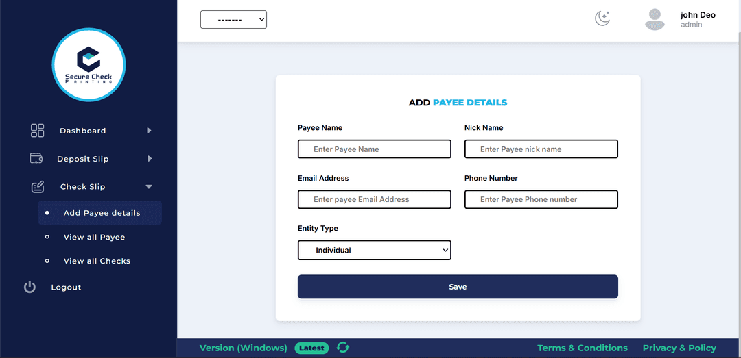 add payee page